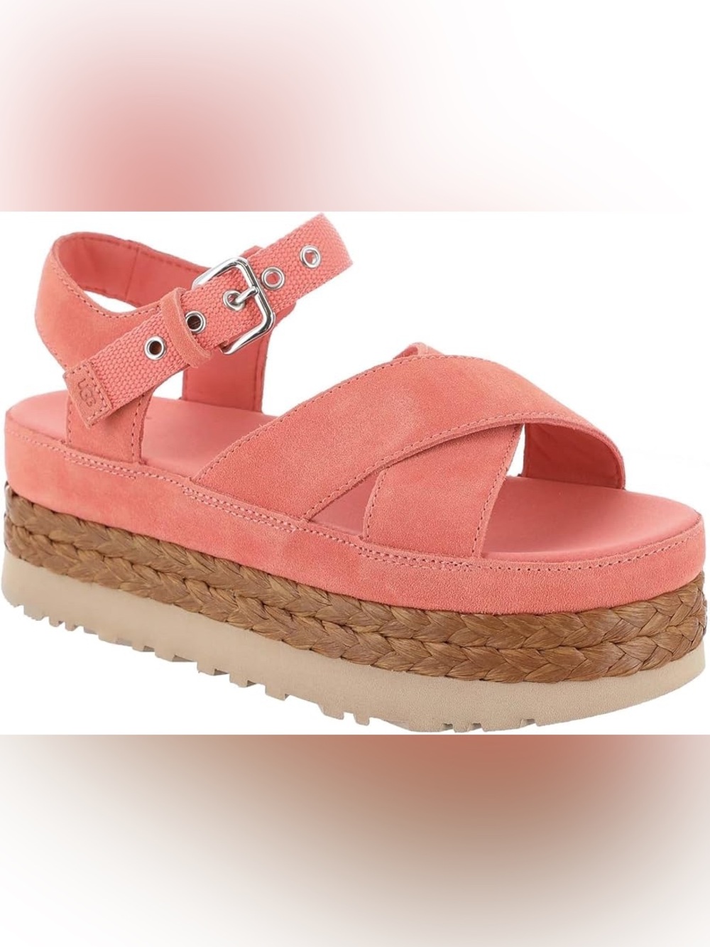 UGG Coral Suede Platform Sandal with Braided Espadrille Sole